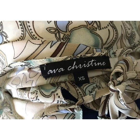 AVA CHRISTINE Womens Size XS Bohemian Peasant 3/4 Sleeve Keyhole Blouse Shirt - Picture 5 of 5